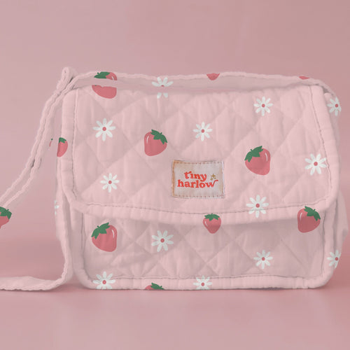 PREORDER 75% deposit Tiny Harlow Nappy Bag - Strawberry Picnic, 4 PACK