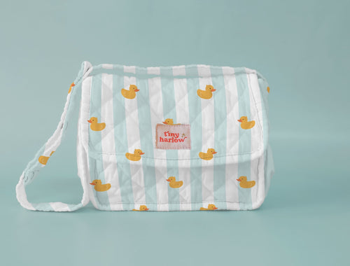 PREORDER 75% deposit Tiny Harlow Nappy Bag - Blue Ducky, 4 PACK